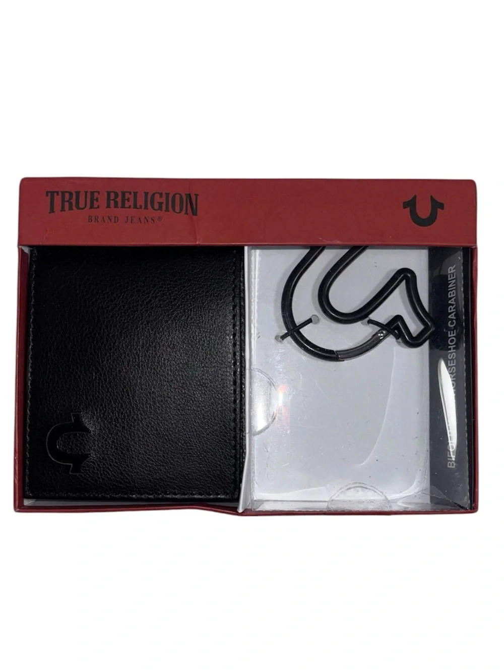 True Religion Bifold Wallet and Carabiner Gift Set Black Wallet Black Carabiner
